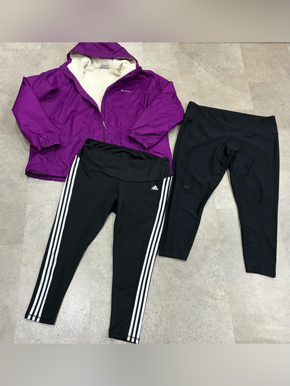 Womens COLUMBIA/UNDER ARMOUR/ADIDAS Fleece Lined Winter Coat & Leggings, sz 3X